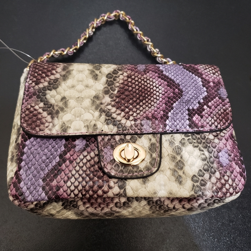 Icing Purple Faux Snakeskin Small Crossbody Purse - Picture 6 of 7